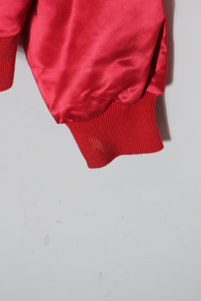 MADE IN USA 80s MTV NYLON STADIUM JACKET / RED [SIZE: M USED]