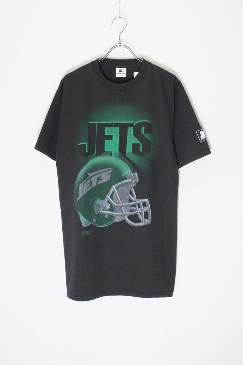 MADE IN USA 80'S S/S NFL NY JETS PRINT T-SHIRT / BLACK/GREEN [SIZE: M DEADSTOCK/NOS]