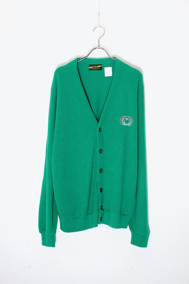 90'S ONE POINT ACRYLIC KNIT CARDIGAN / GREEN［ SIZE: L USED ]