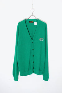 90'S ONE POINT ACRYLIC KNIT CARDIGAN / GREEN［ SIZE: L USED ]