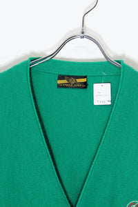 90'S ONE POINT ACRYLIC KNIT CARDIGAN / GREEN［ SIZE: L USED ]