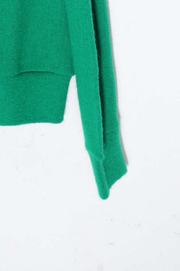 90'S ONE POINT ACRYLIC KNIT CARDIGAN / GREEN [ SIZE: L USED ]