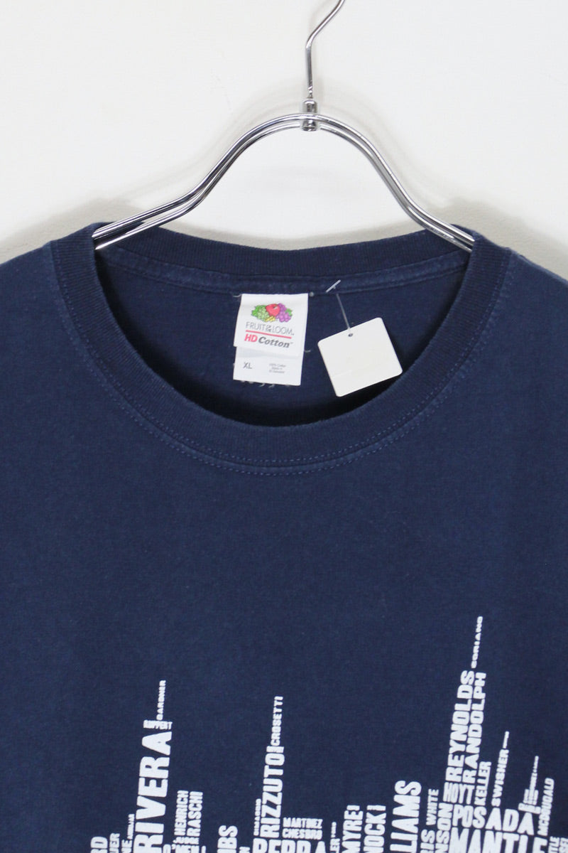 S/S NY YANKEES LETTERING PRINT SPORTS T-SHIRT / NAVY [SIZE: XL USED]