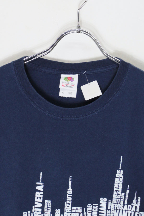 S/S NY YANKEES LETTERING PRINT SPORTS T-SHIRT / NAVY [SIZE: XL USED]