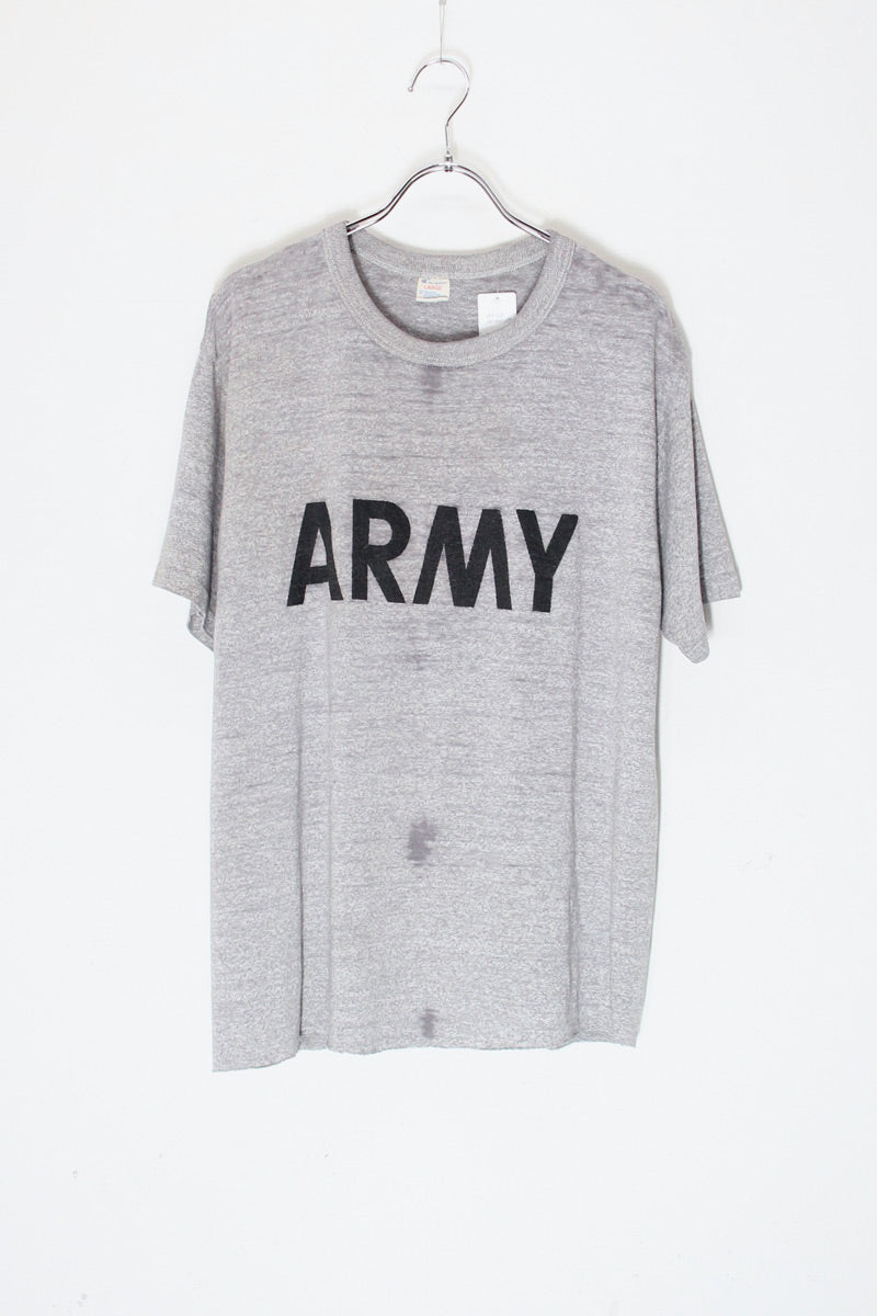 MADE IN USA 80'S ARMY PRINT T-SHIRT / GREY [SIZE: L USED]
