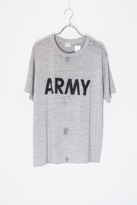 MADE IN USA 80'S ARMY PRINT T-SHIRT / GREY [SIZE: L USED]