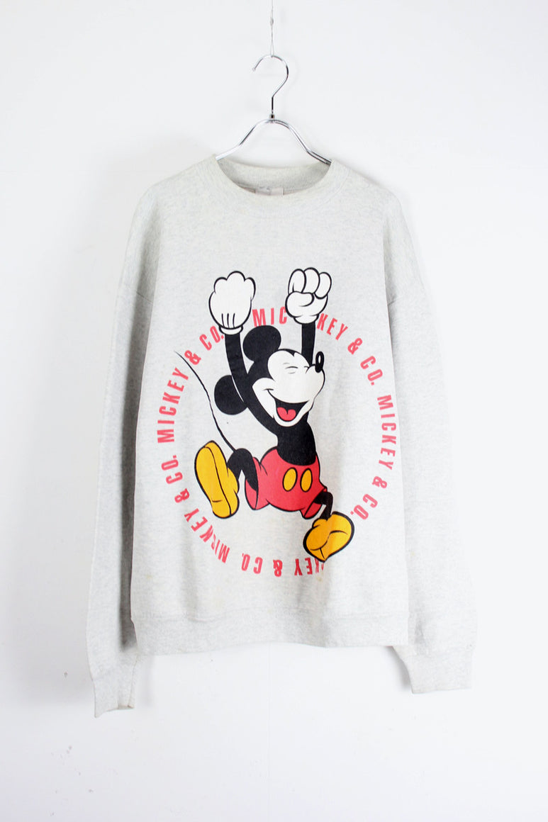 90'S MICKEY SWEAT SHIRT / GREY [SIZE: L相当 USED]