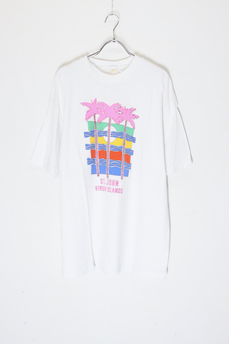90'S S/S ST. JOHN PRINT T-SHIRT / WHITE [SIZE: XXL USED]