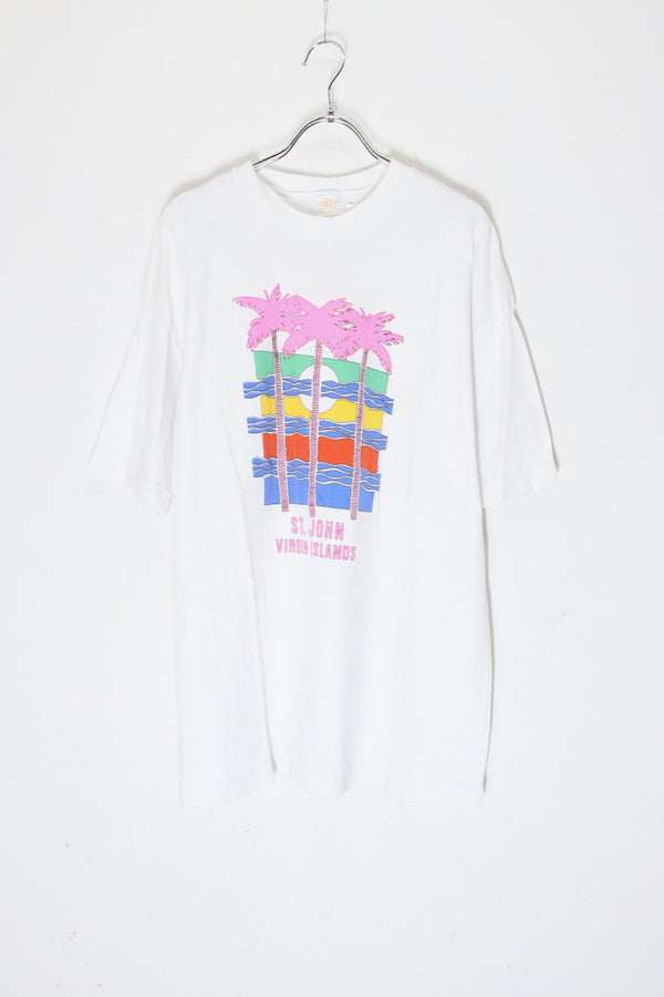 90'S S/S ST. JOHN PRINT T-SHIRT / WHITE [SIZE: XXL USED]