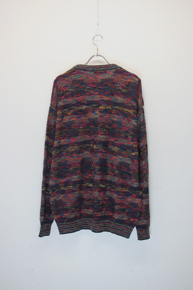 MADE IN ITALY 90'S DESIGN KNIT SWEATER / MULTI [SIZE: L USED]