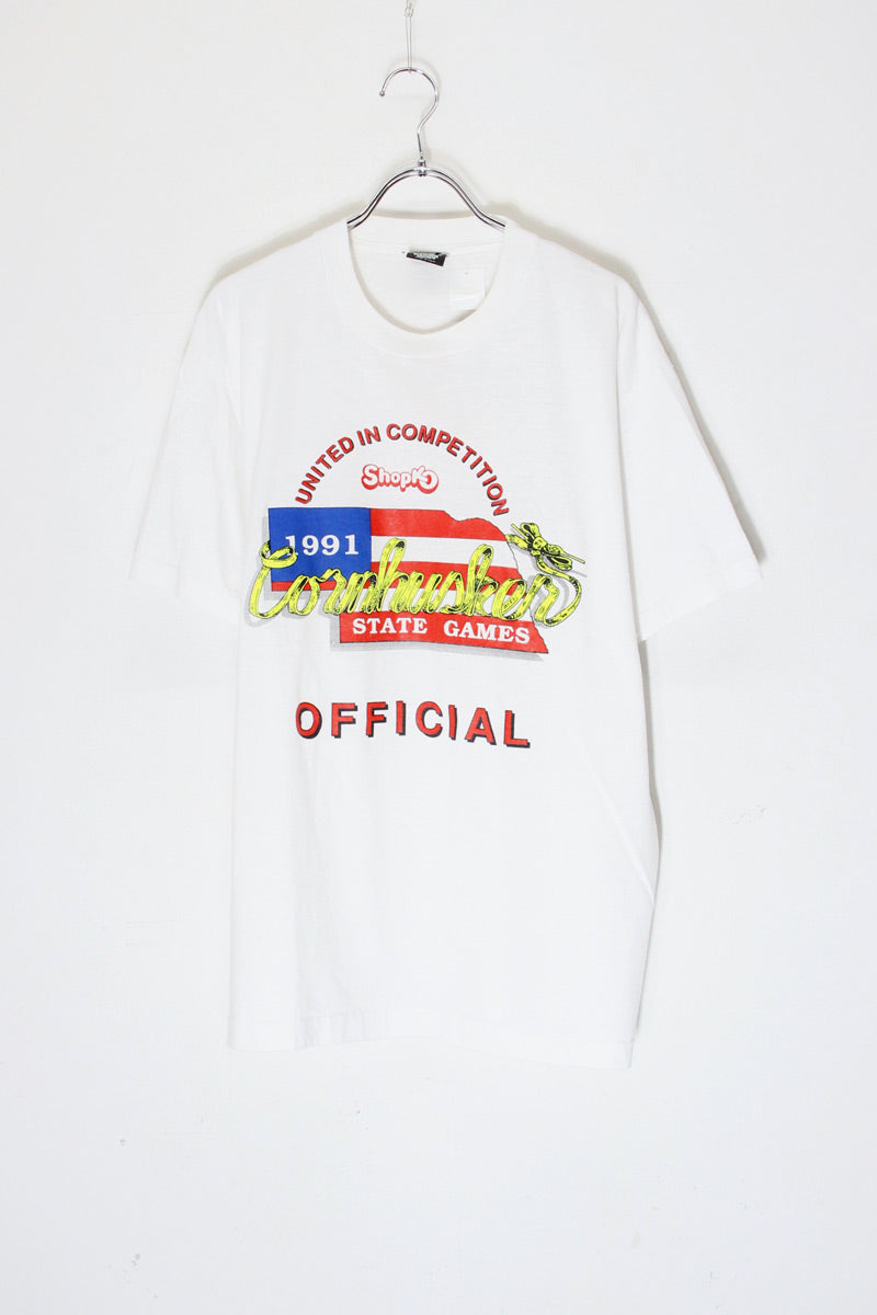 MADE IN USA 90'S S/S SHOPKO PRINT ADVERTISING T-SHIRT / WHITE [SIZE: XL USED]
