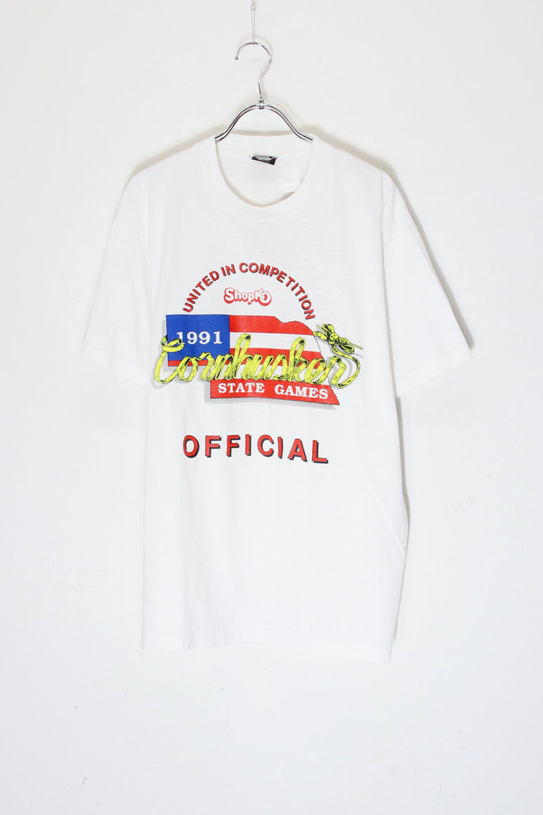 MADE IN USA 90'S S/S SHOPKO PRINT ADVERTISING T-SHIRT / WHITE [SIZE: XL USED]