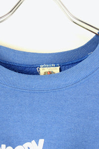 MADE IN USA 90'S BE HAPPY MESSEGE SWEAT SHIRT / BLUE [SIZE: XL USED]