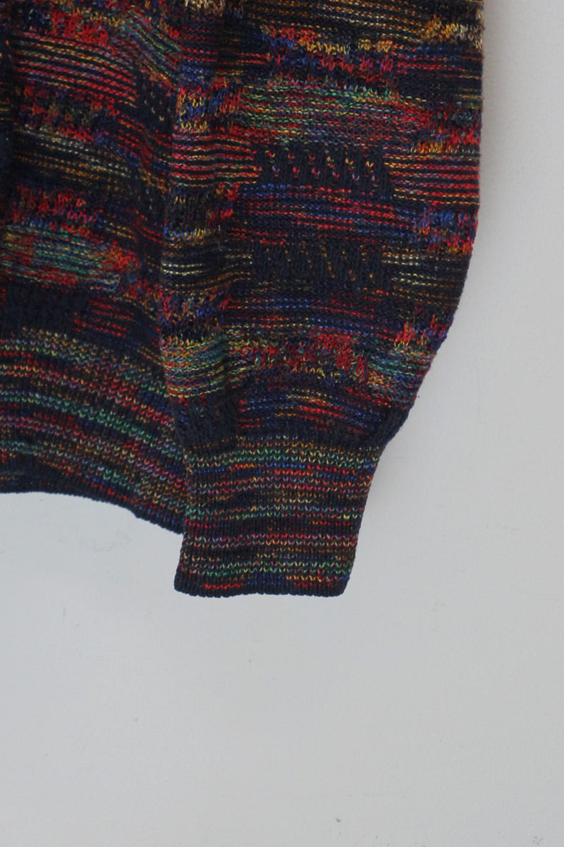 MADE IN ITALY 90'S DESIGN KNIT SWEATER / MULTI [SIZE: L USED]