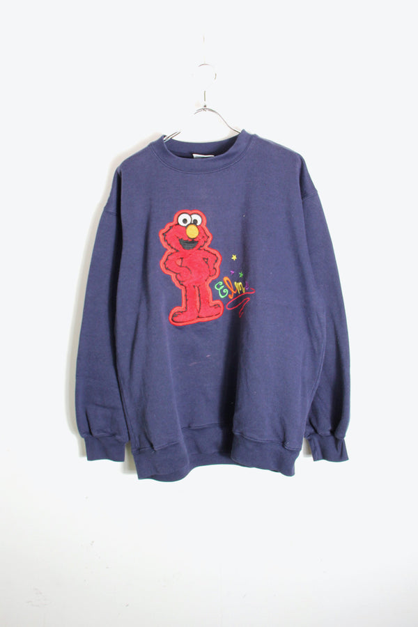 90'S ELMO EMBROIDERY SWEATSHIRT / NAVY [SIZE: XL USED]