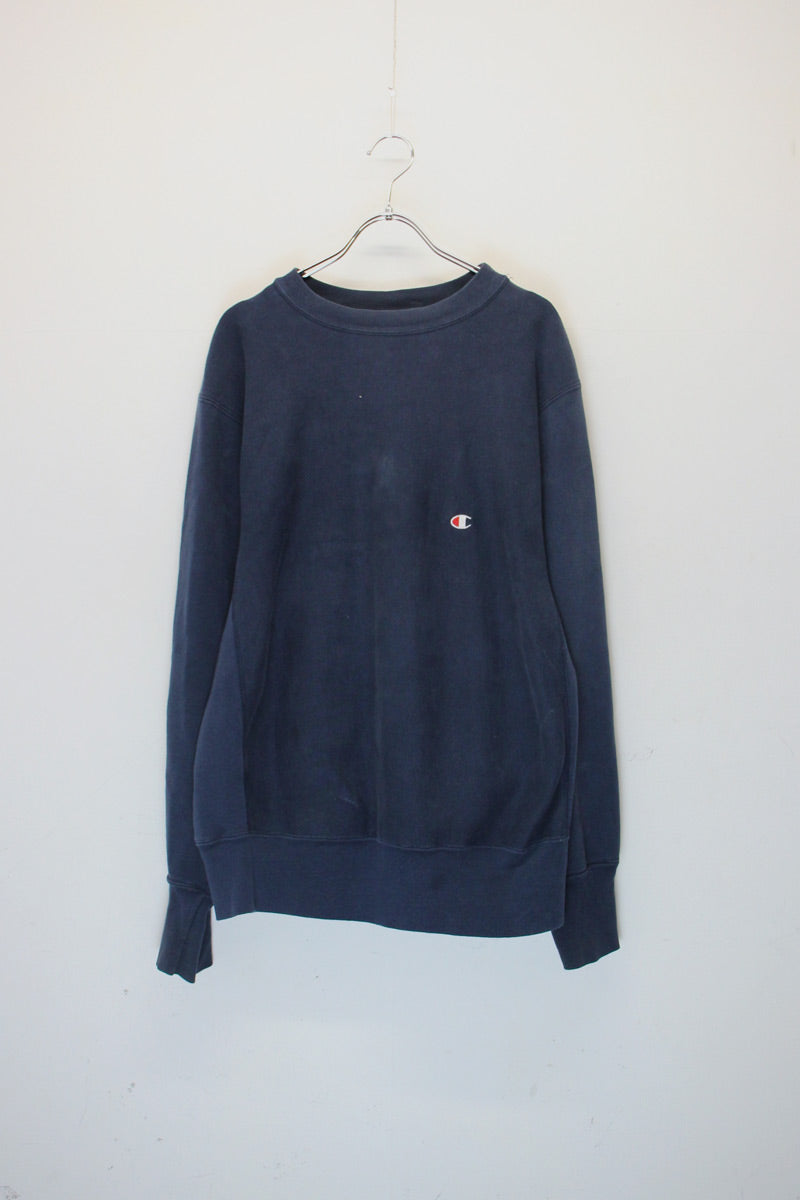MADE IN USA 80'S ON POINT REVERSE WEAVE SWEATSHIRT / NAVY [SIZE: L USED]