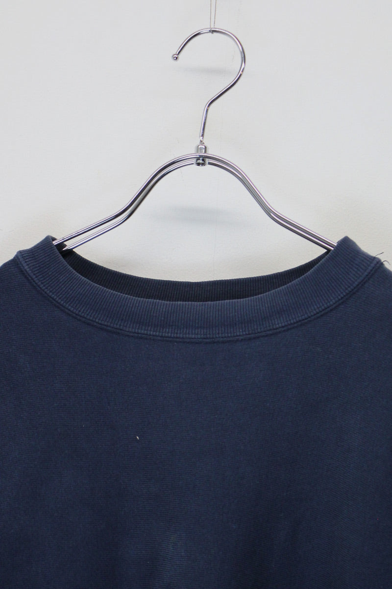 MADE IN USA 80'S ON POINT REVERSE WEAVE SWEATSHIRT / NAVY [SIZE: L USED]