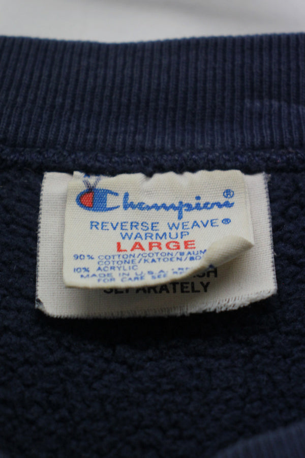 MADE IN USA 80'S ON POINT REVERSE WEAVE SWEATSHIRT / NAVY [SIZE: L USED]