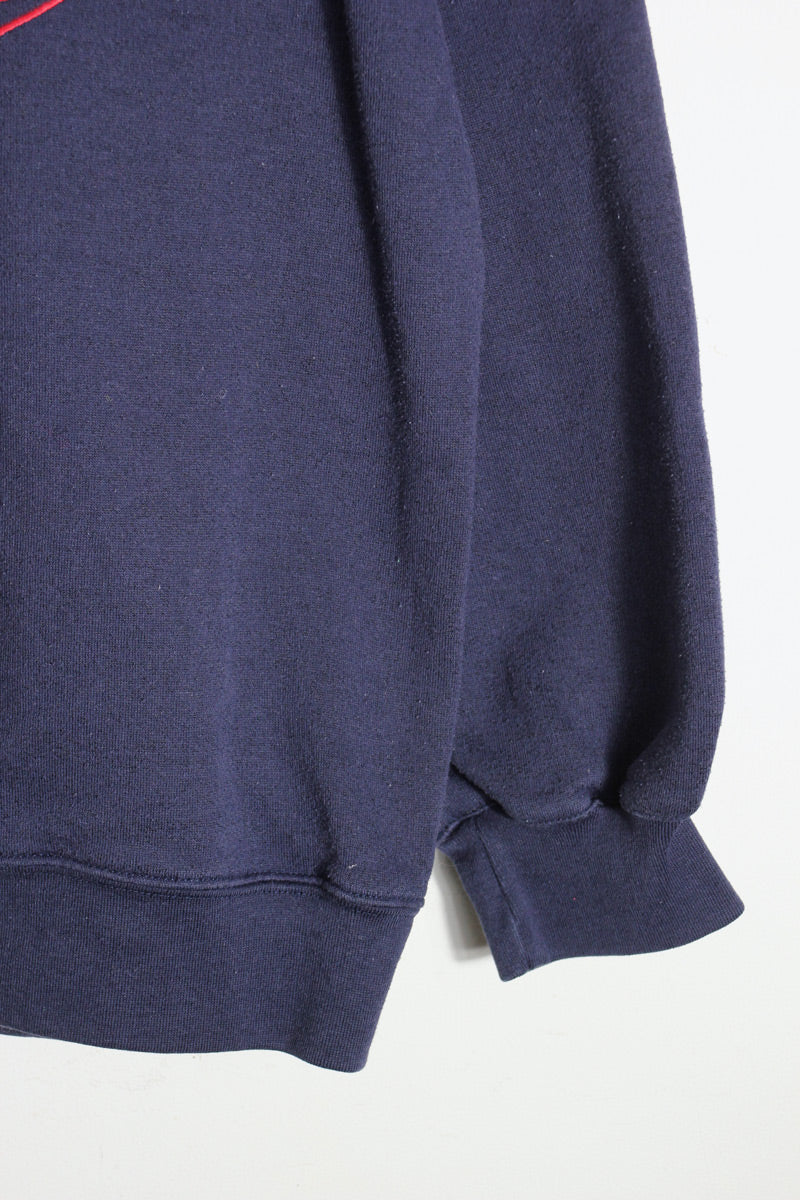 90'S ELMO EMBROIDERY SWEATSHIRT / NAVY [SIZE: XL USED]