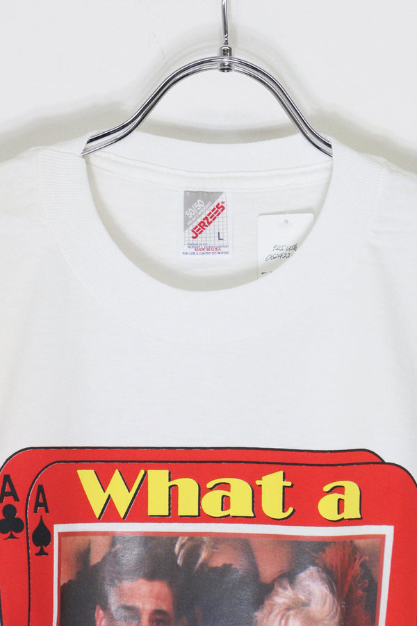 MADE IN USA 92'S S/S WHAT A PAIR PRINT ADVERTISING T-SHIRT / WHITE [SIZE: L DEADSTOCK/NOS]