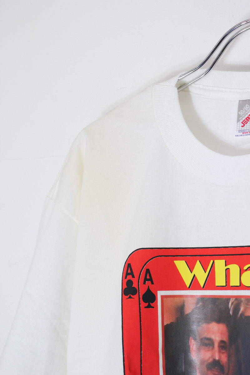 MADE IN USA 92'S S/S WHAT A PAIR PRINT ADVERTISING T-SHIRT / WHITE [SIZE: L DEADSTOCK/NOS]