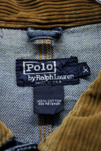 画像をギャラリービューアに読み込む, MADE IN USA 80&#39;S CORDUROY COLLAR DENIM JACKET / INDIGO [SIZE: XL USED ]
