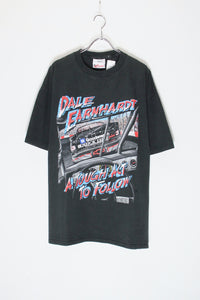 90'S S/S DALE EARNHARDT CAR PRINT ADVERTISING T-SHIRT / BLACK [SIZE: L USED]