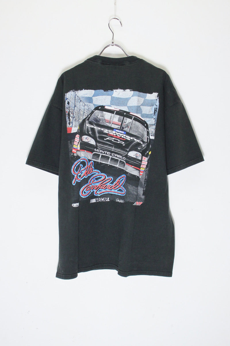 90's S/S DALE EARNHARDT CAR PRINT ADVERTISING T-SHIRT / BLACK [SIZE: L USED]