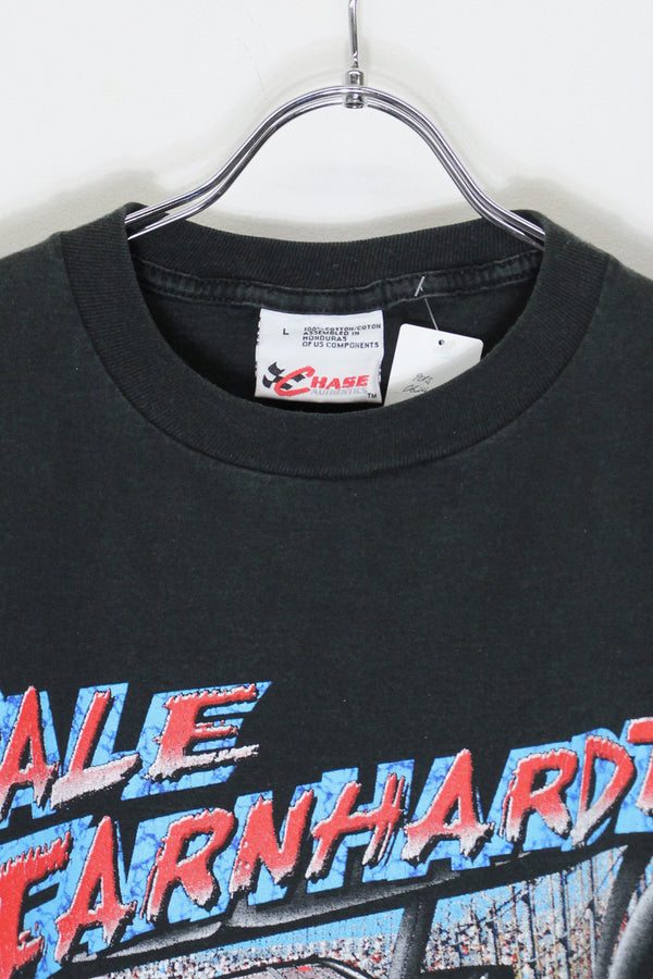 90's S/S DALE EARNHARDT CAR PRINT ADVERTISING T-SHIRT / BLACK [SIZE: L USED]
