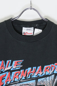 90'S S/S DALE EARNHARDT CAR PRINT ADVERTISING T-SHIRT / BLACK [SIZE: L USED]