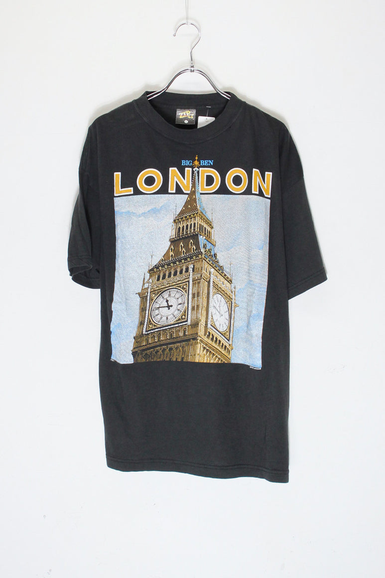 S/S BIG BEN LONDON PRINT T-SHIRT / BLACK[SIZE: L USED]