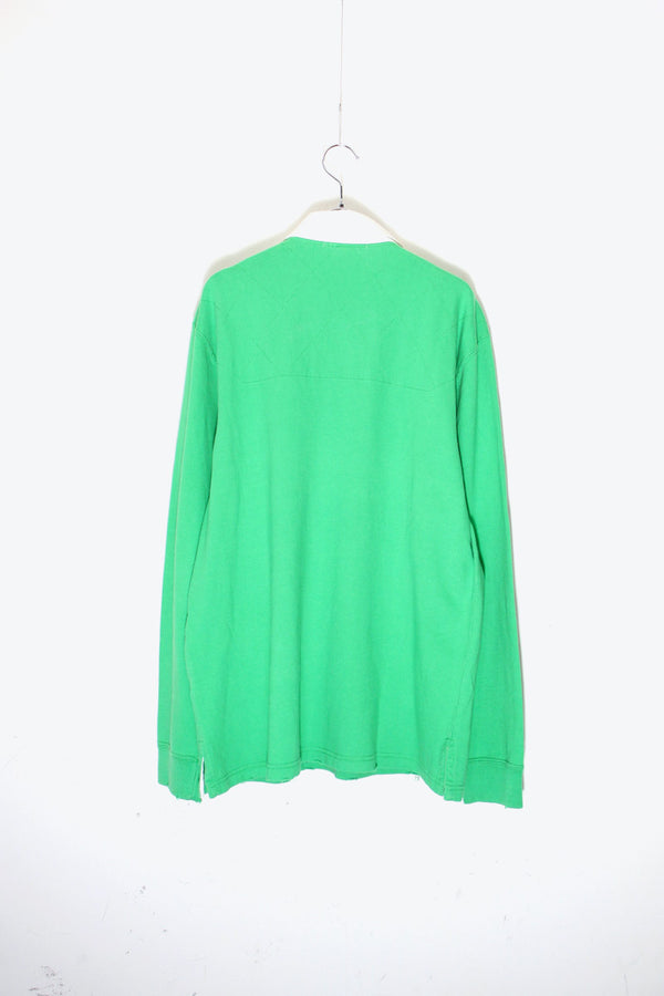 90'S L/S HAND PAINT GRANGE RUGGER SHIRT / GREEN / WHITE [ SIZE:L USED ]