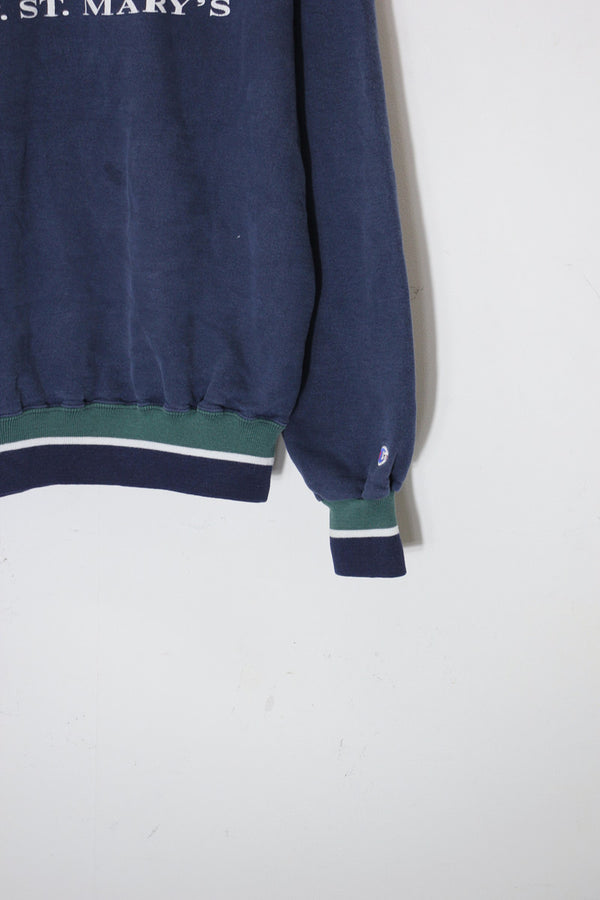 MADE IN USA 90'S RIB LINE MOUNT PRINT SWEATSHIRT / NAVY [SIZE: XXL USED]