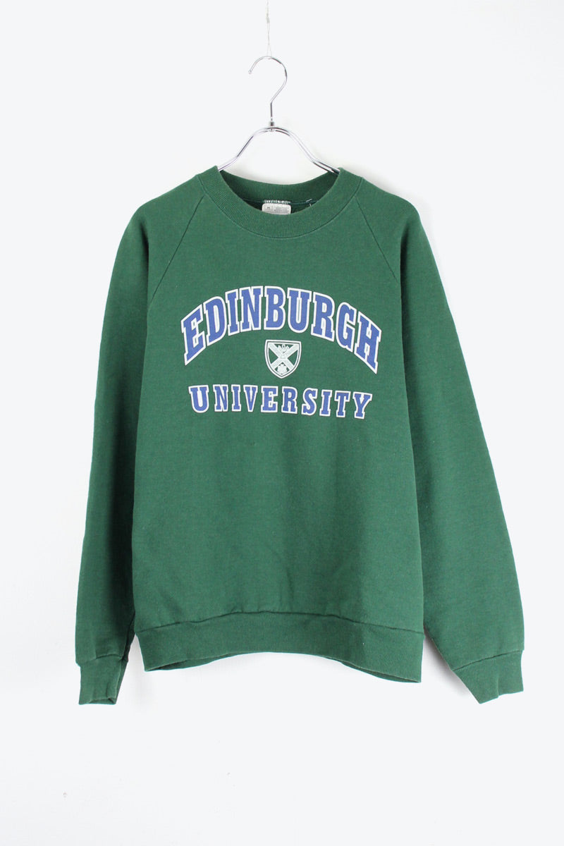 90'S EDINBURGH COLLEGE SWEAT SHIRT / GREEN [SIZE: M USED]