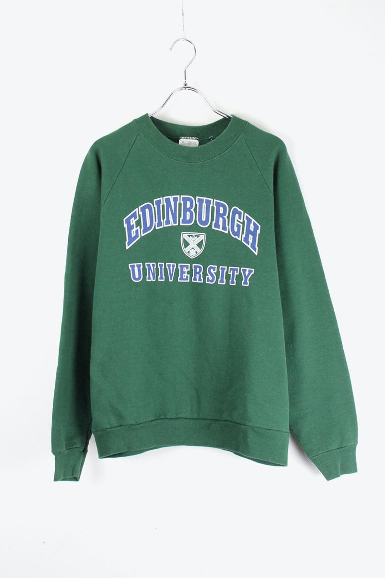 90'S EDINBURGH COLLEGE SWEAT SHIRT / GREEN [SIZE: M USED]