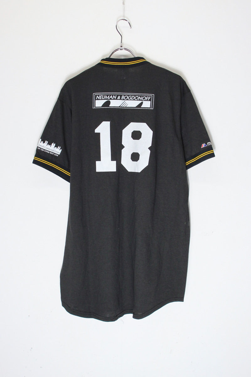 MADE IN USA 80'S  S/S MLB PITTSBURGH PIRATES 18 V-NECK RIB LINE T-SHIRT / BLACK[SIZE: XL相当 USED]