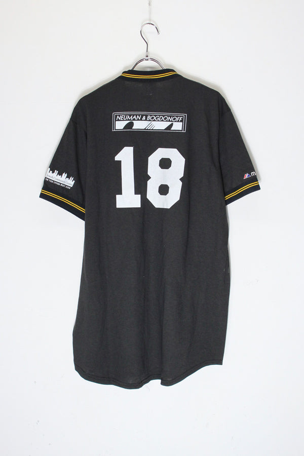 MADE IN USA 80'S S/S MLB PITTSBURGH PIRATES 18 V-NECK RIB LINE T-SHIRT / BLACK [SIZE: XL Equivalent USED]