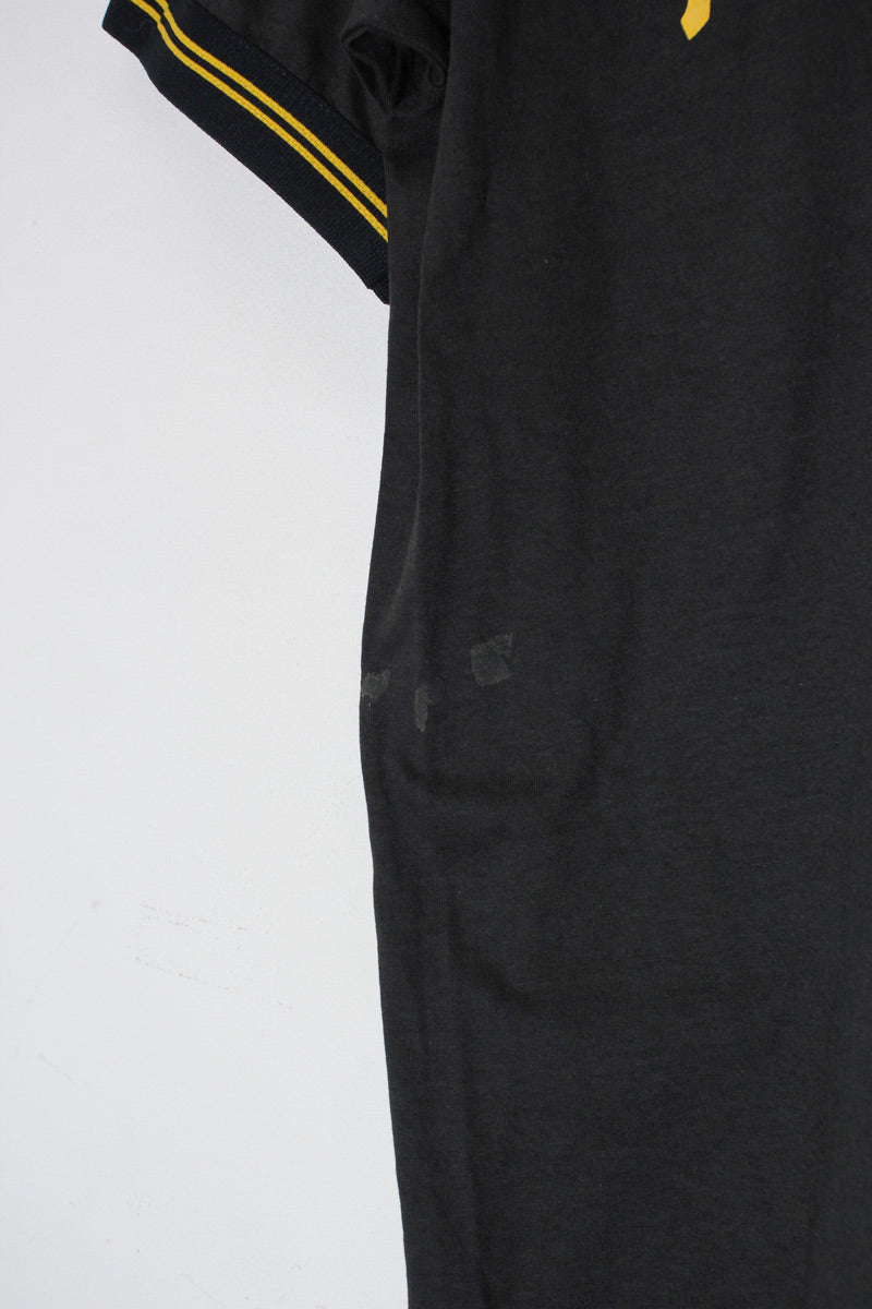 MADE IN USA 80'S  S/S MLB PITTSBURGH PIRATES 18 V-NECK RIB LINE T-SHIRT / BLACK[SIZE: XL相当 USED]