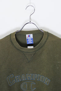 MADE IN MEXICO 90'S LOGO EMBROIDERY INSIDEOUT SWEATSHIRT / KHAKI [SIZE: M USED]