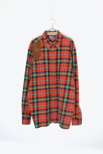 画像をギャラリービューアに読み込む, 90&#39;S L/S HUNTING CHECK SHIRT W/ SUEDE PATCH / RED / GREEN [SIZE: XL USED]

