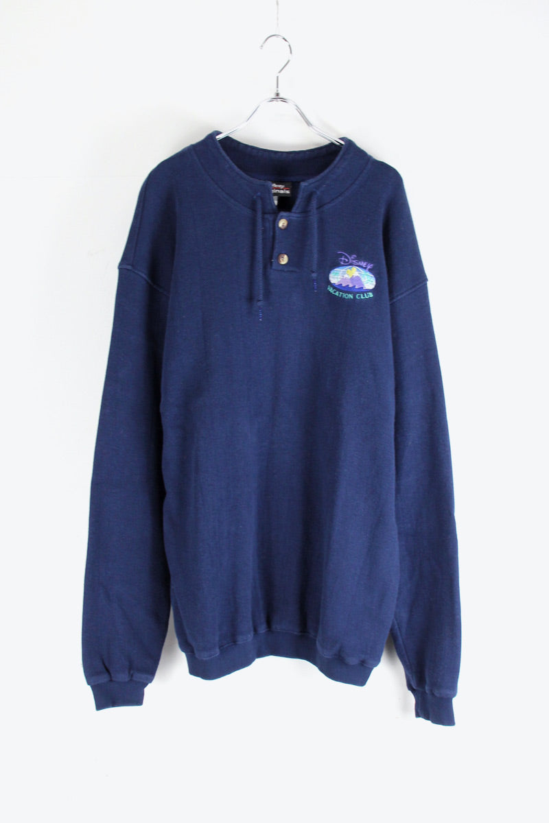 MADE IN USA 90'S HALF-BUTTON SWEATSHIRT / NAVY [SIZE: XL USED]