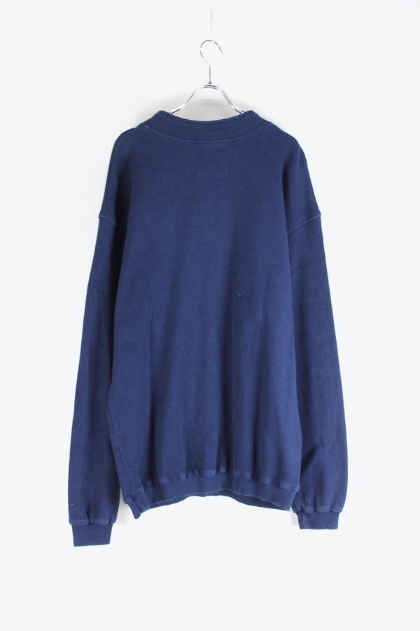 MADE IN USA 90'S HALF-BUTTON SWEATSHIRT / NAVY [SIZE: XL USED]