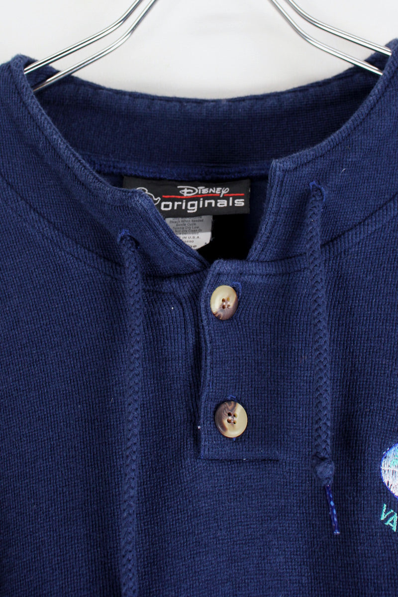 MADE IN USA 90'S HALF-BUTTON SWEATSHIRT / NAVY [SIZE: XL USED]