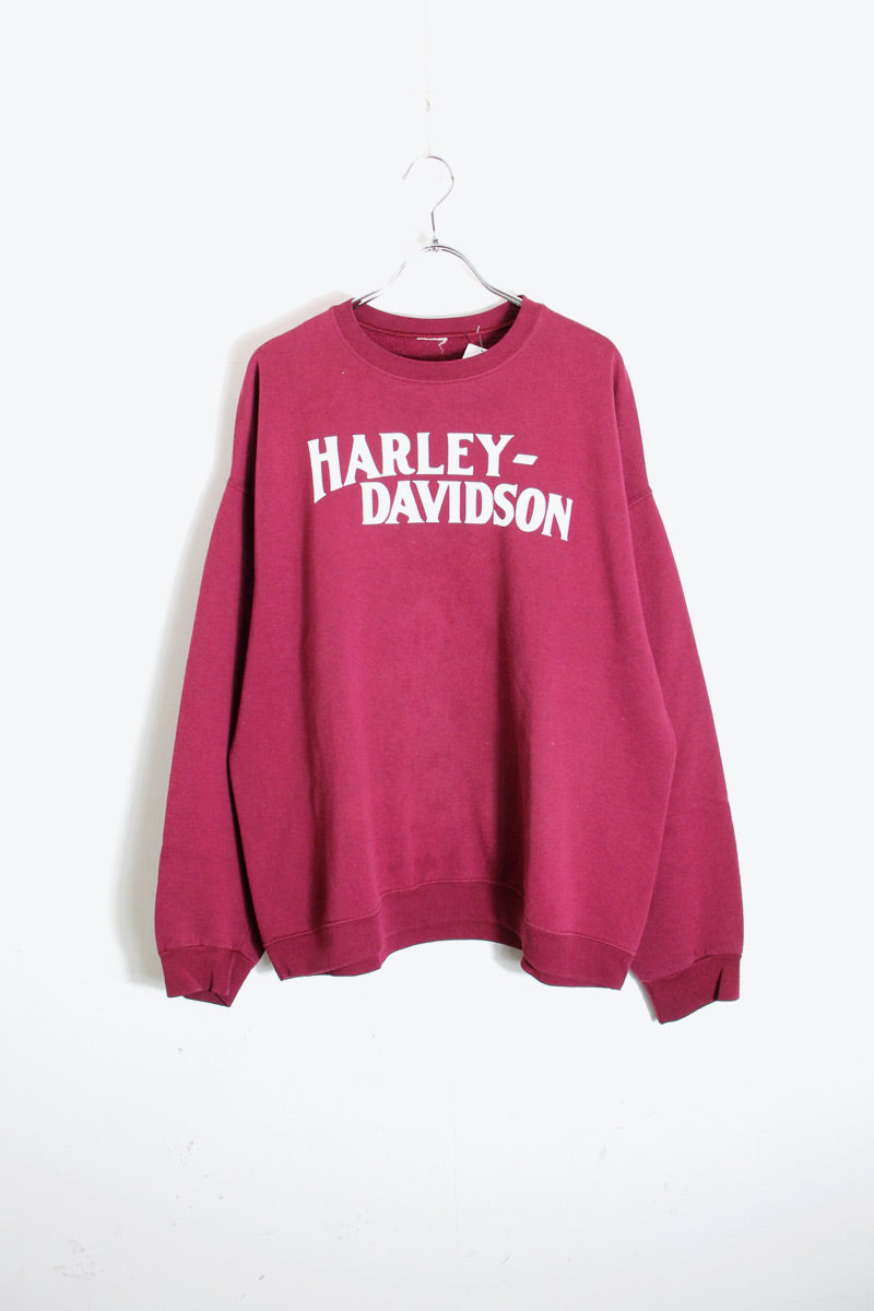 90'S HARLEY-DAVIDSON LOGO SWEATSHIRT / WINE RED [SIZE: L Equivalent USED]