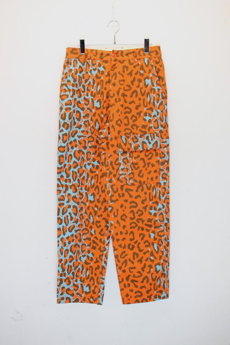 RIP STOP LEOPARD PANTS / ORANGE [SIZE: S USED]