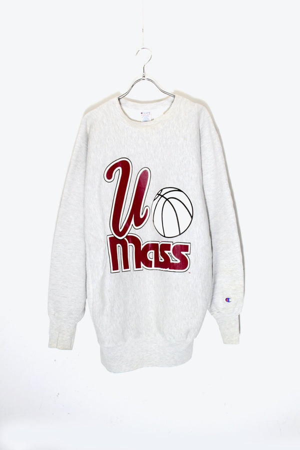 MADE IN MEXICO 90'S MASS PRINT REVERSE WEAVE SWEATSHIRT / GREY [SIZE: XXL USED]