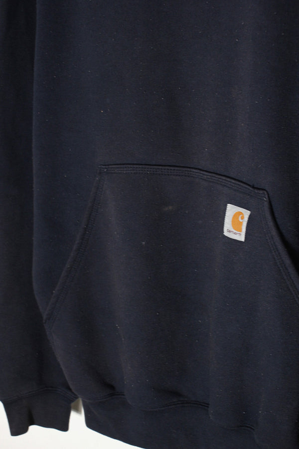 PULLOVER SLEEVE PRINT SWEAT HOODIE / NAVY [SIZE: M USED]