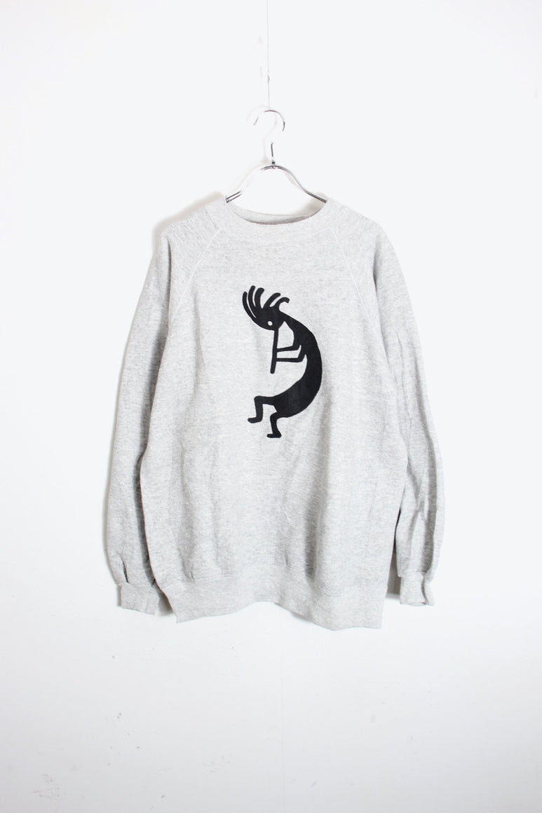 MADE IN USA 90'S KOKOPELLI SWEATSHIRT / GREY [SIZE: L USED]