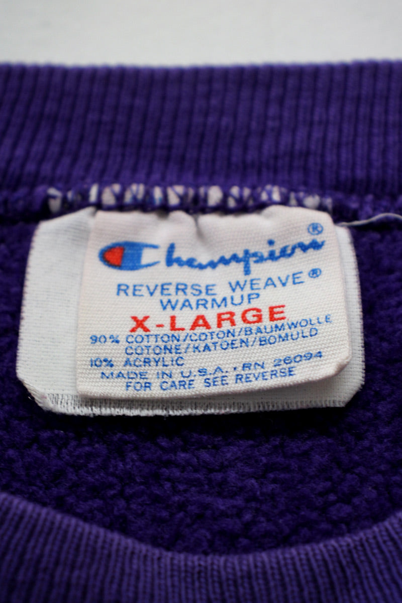 MADE IN USA 80'S ONE POINT REVERSE WEAVE SWEATSHIRT / PURPLE [SIZE: XL USED]