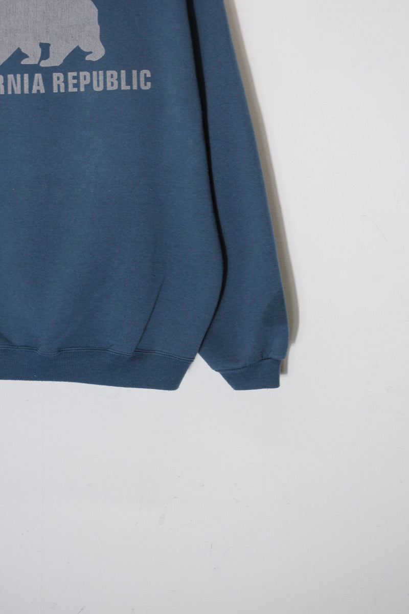 MADE IN MEXICO 90'S BEAR PRINT SWEATSHIRT / BLUE GREY [SIZE: L USED]
